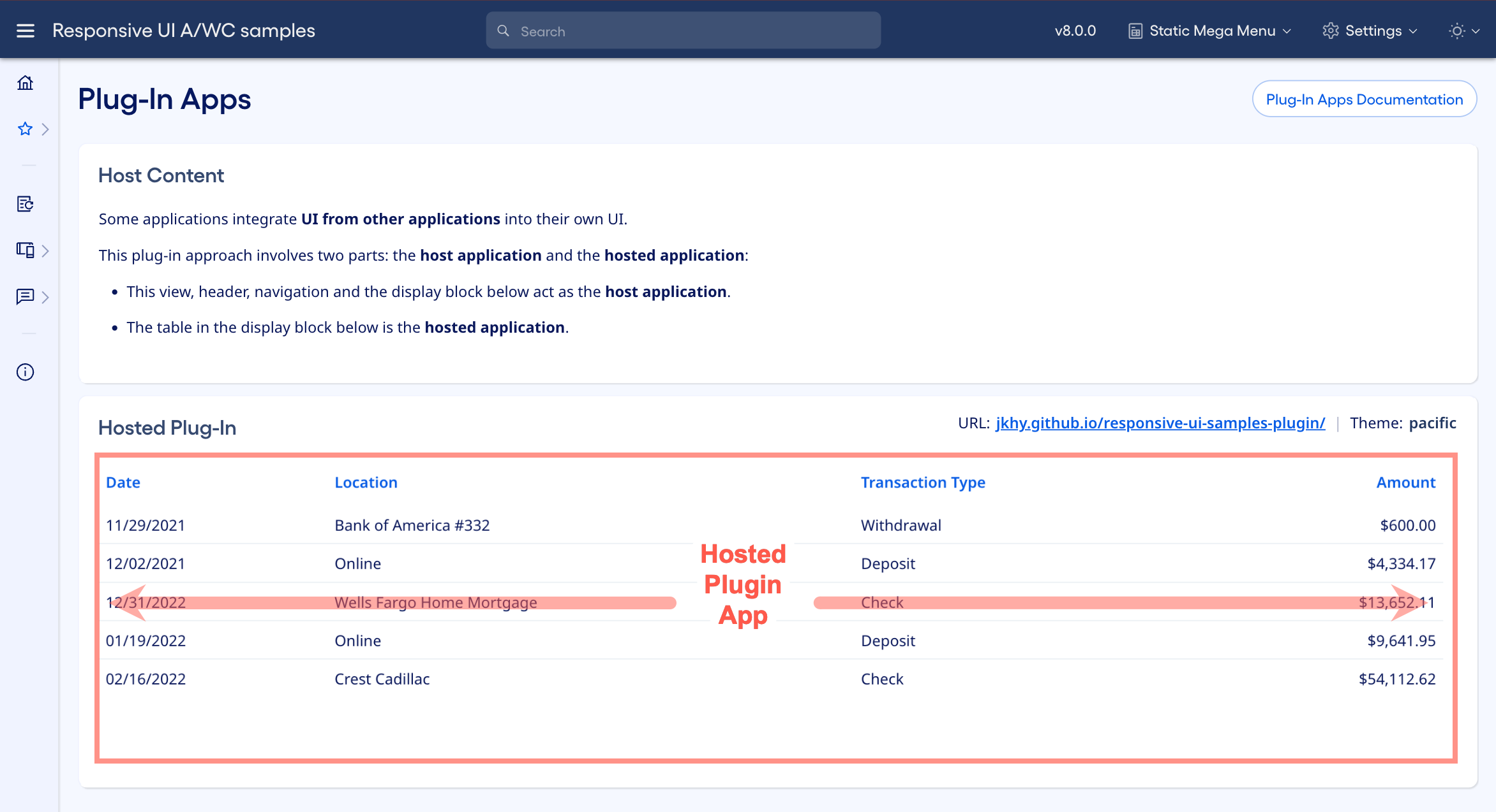 Host application