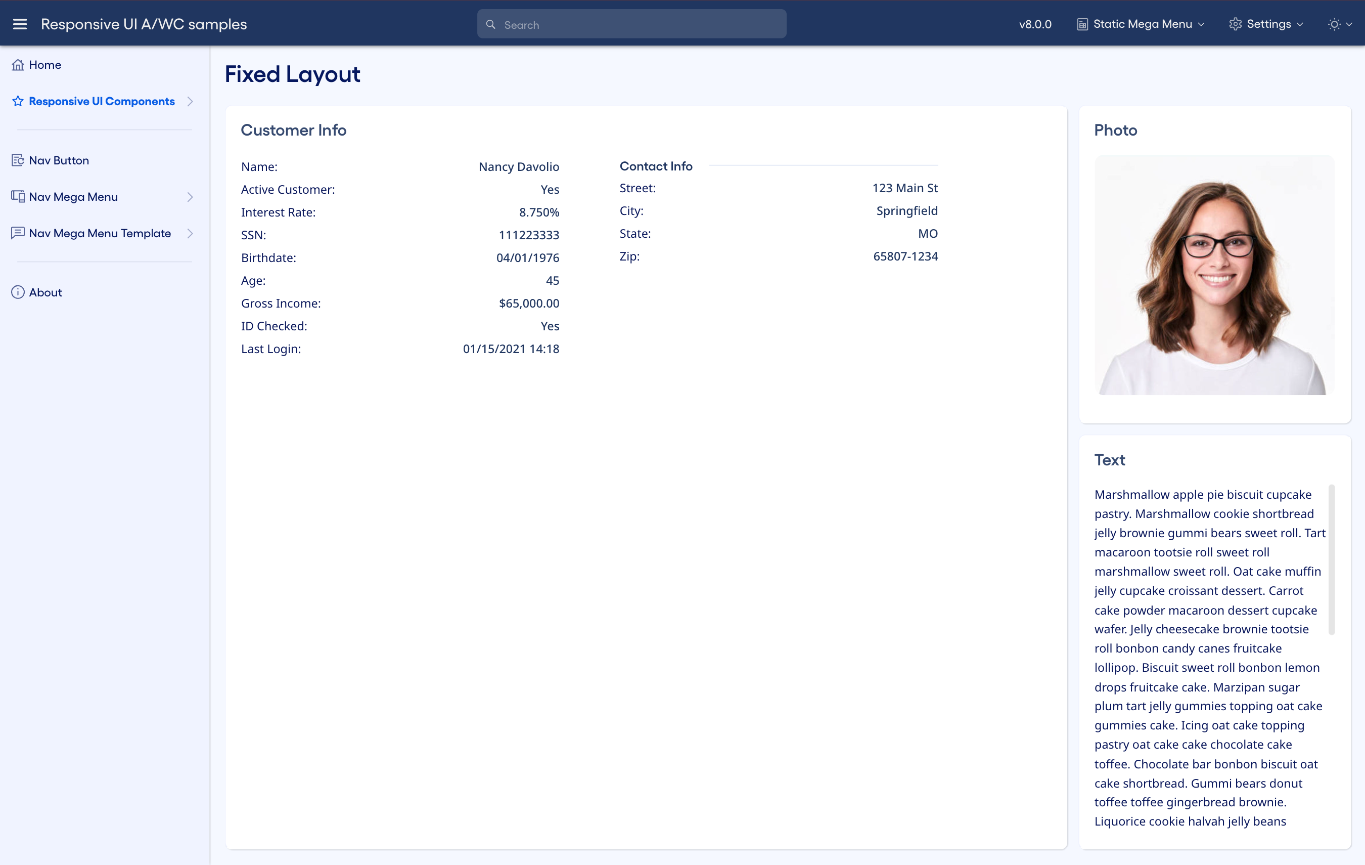 Application layout example