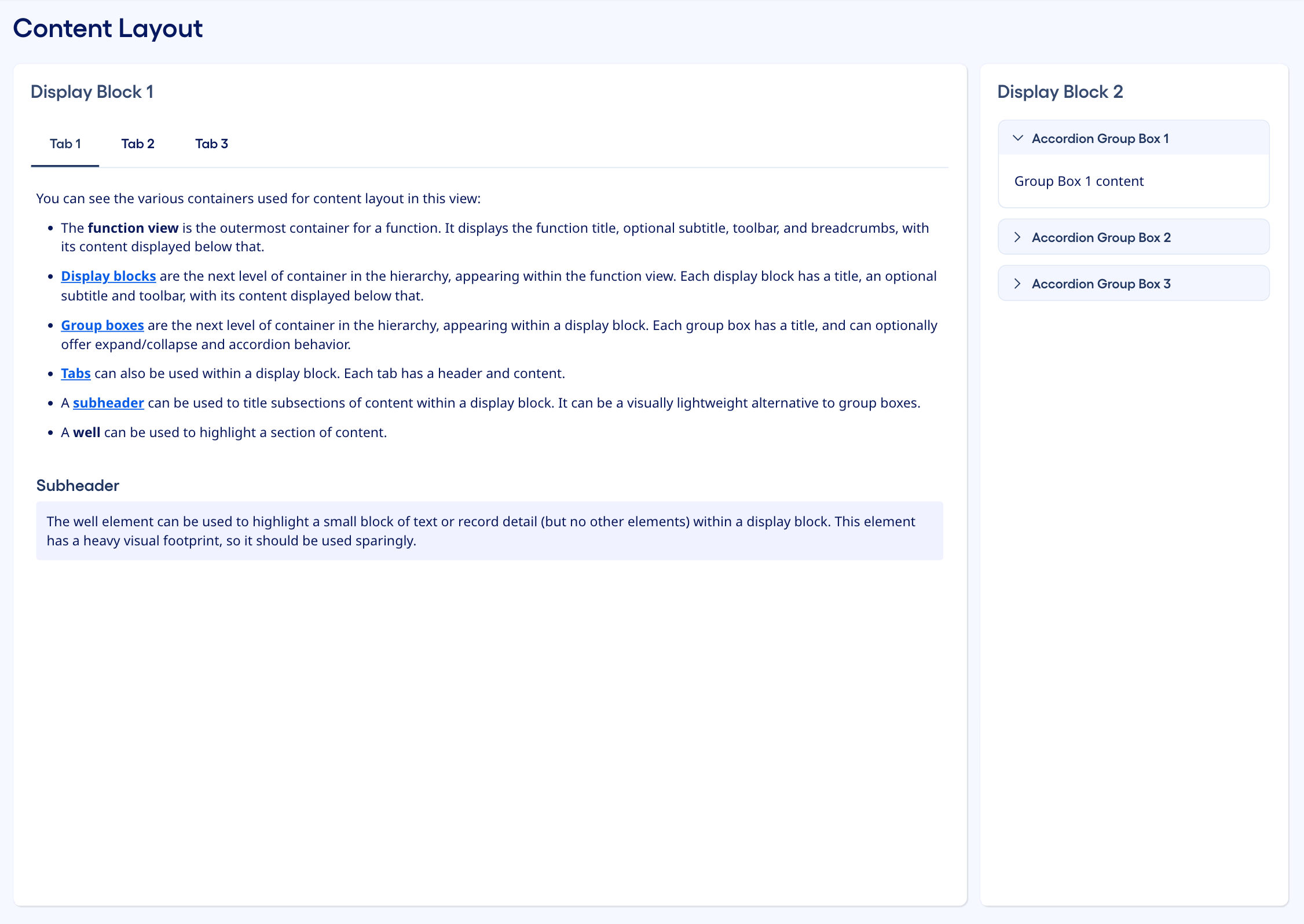Content layout example