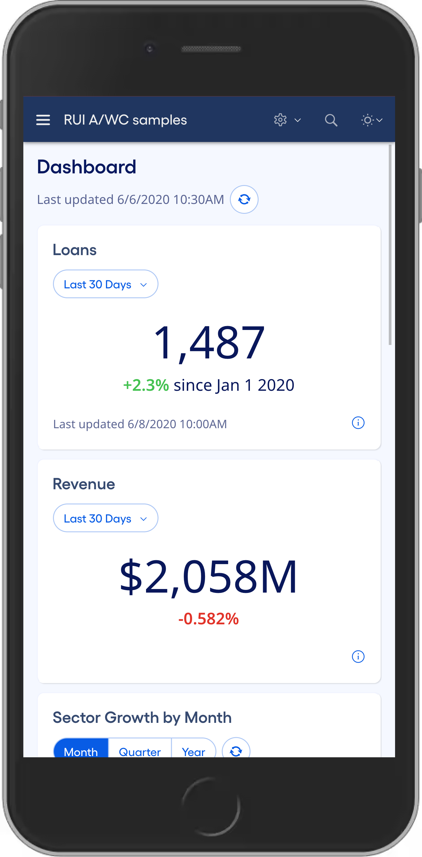 The same page at mobile size