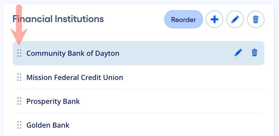 Drag and drop reordering turned on