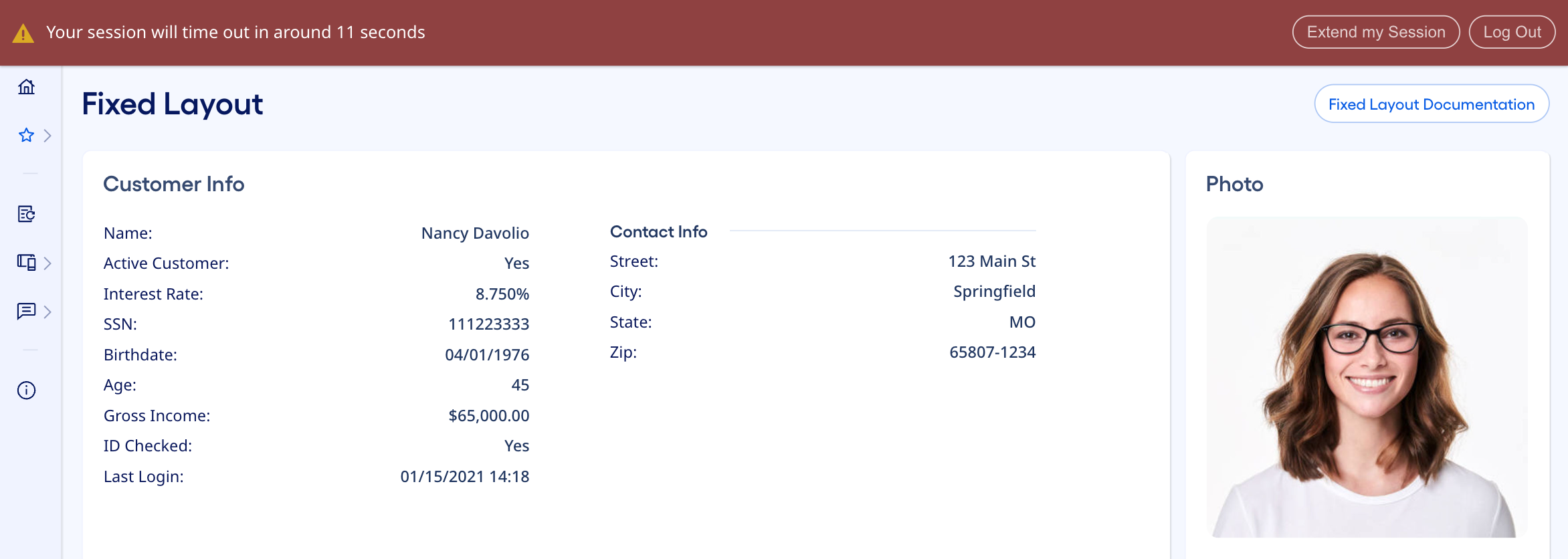 Session timeout warning with countdown