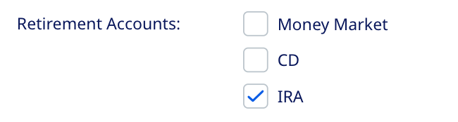 A field that displays multiple checkboxes, with the field label on the left, the checkboxes on the right, and a sub-label next to each checkbox