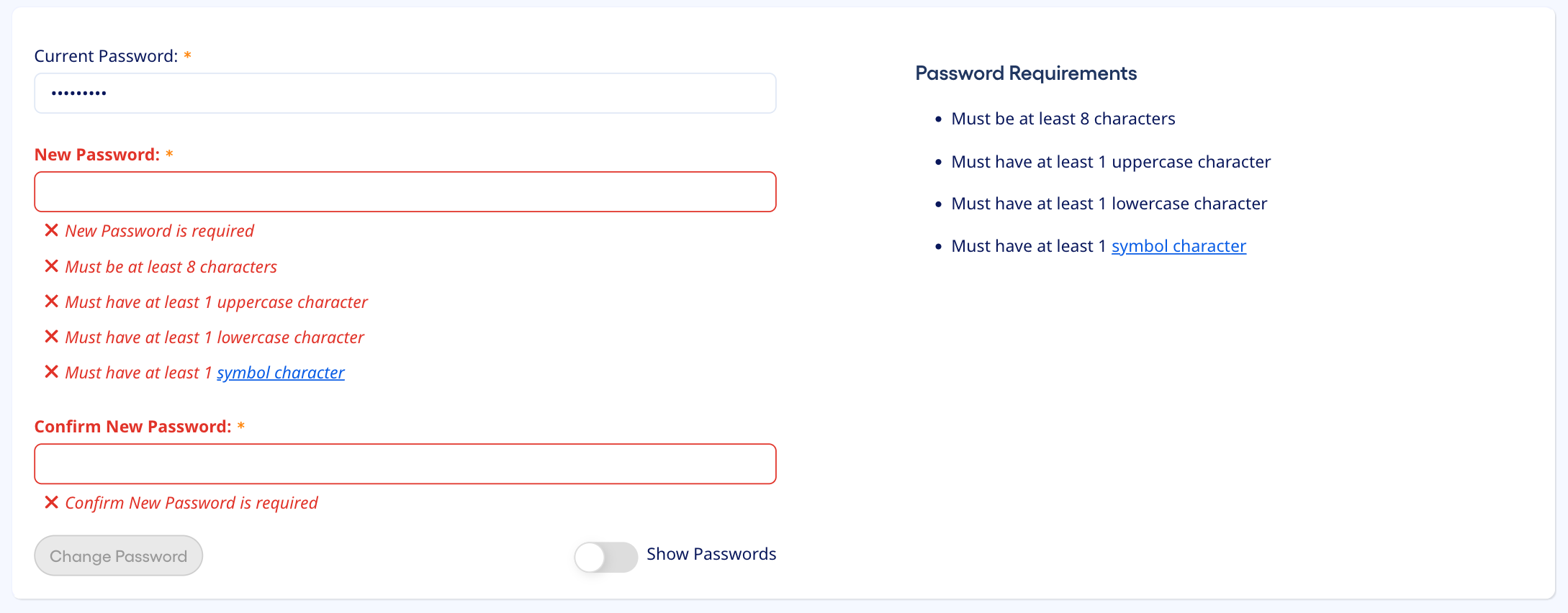 Change password example