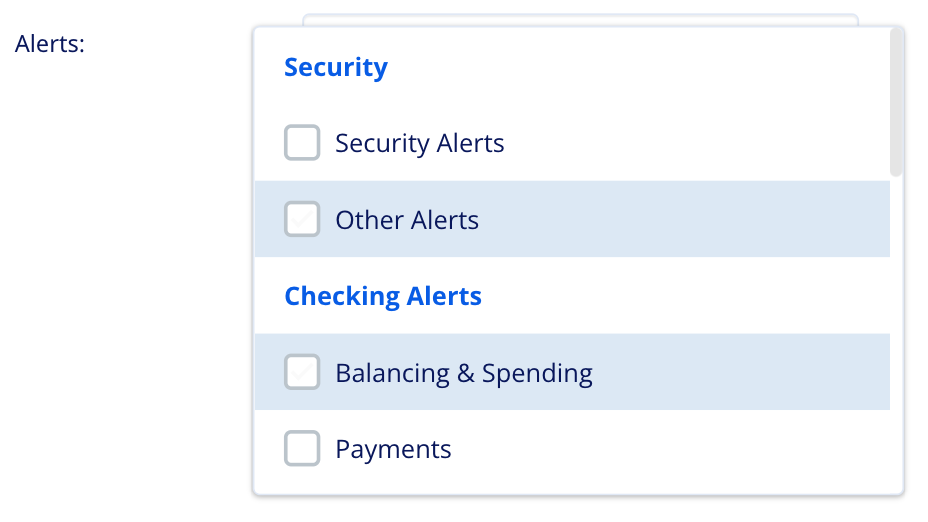 MultiSelect with grouping example, closed