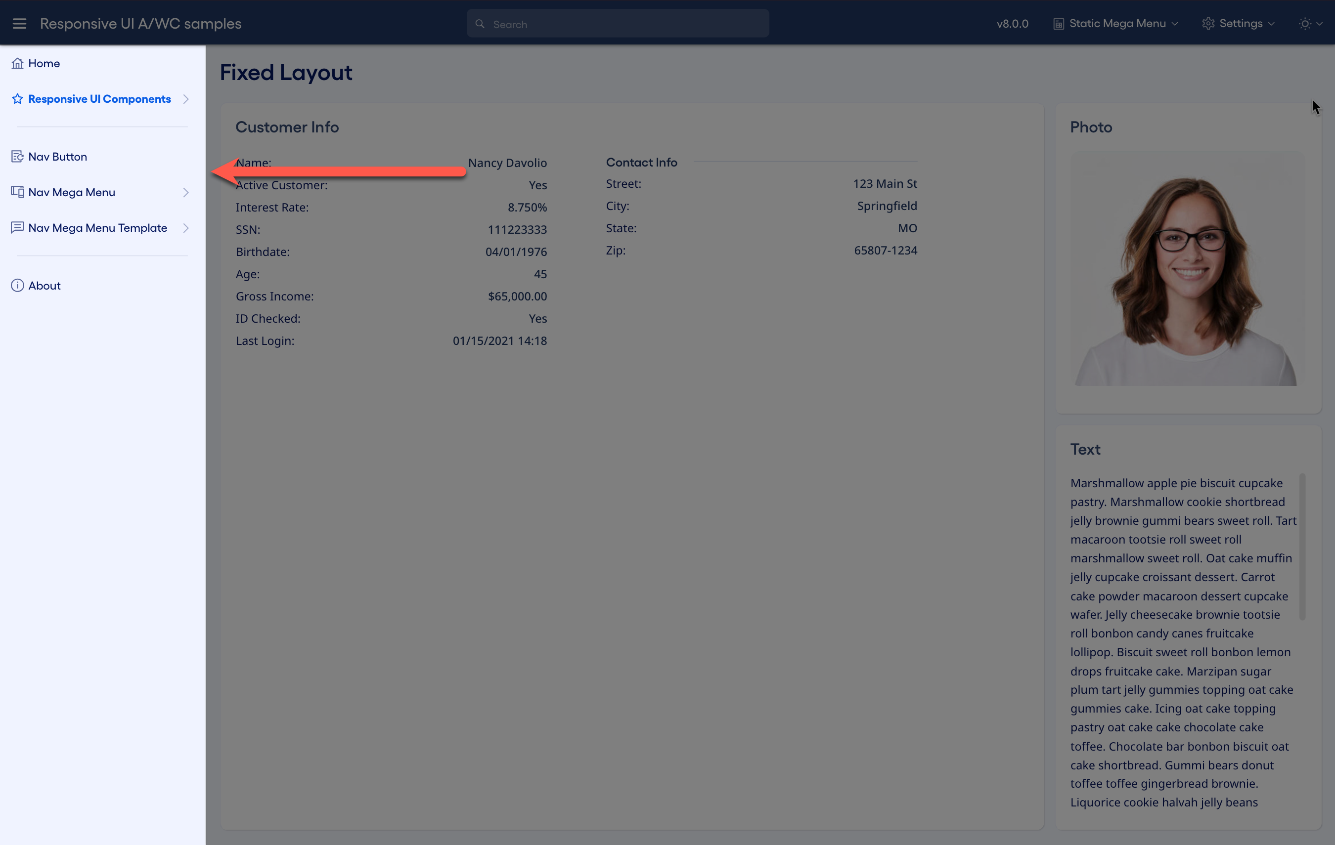 Application layout navigation