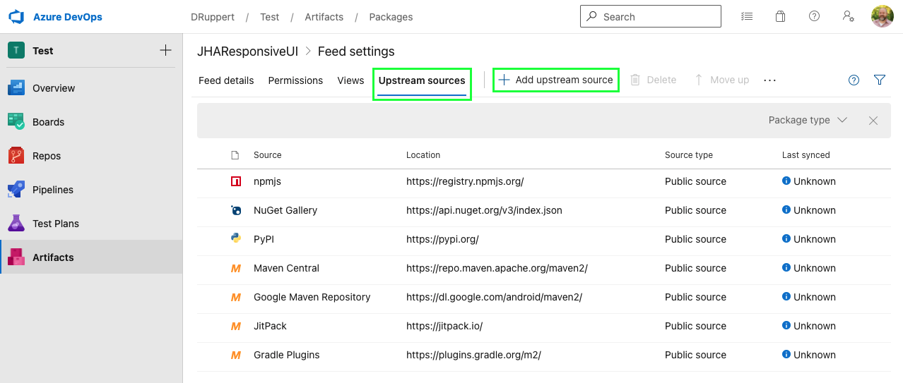 Feed upstream settings