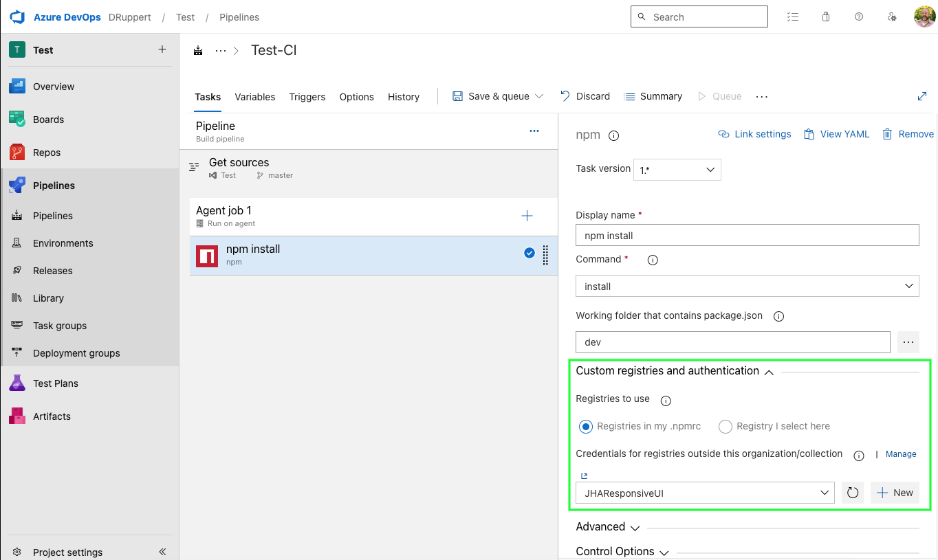 Set up custom registry