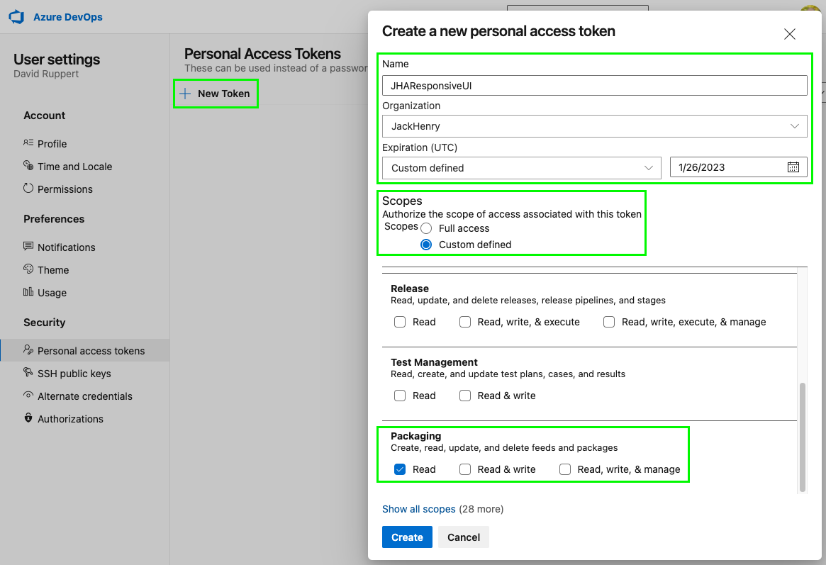 Create Personal Access Token