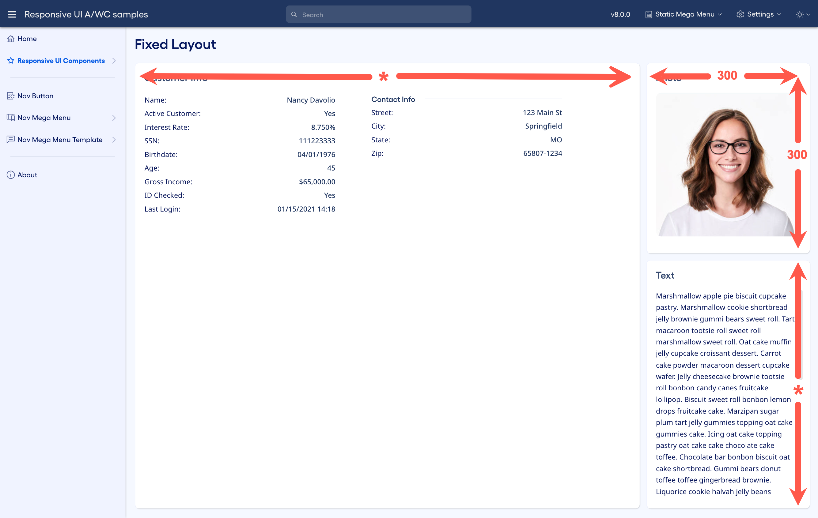 Fixed layout example