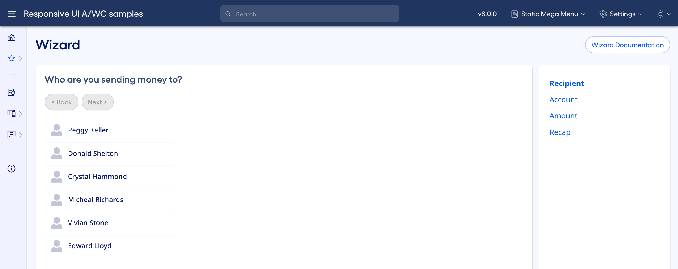 Wizard first screen